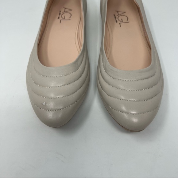AGL MIledy Cream Leather Quilted Flats Shoes Women Size 40 US 10 - Picture 8 of 9